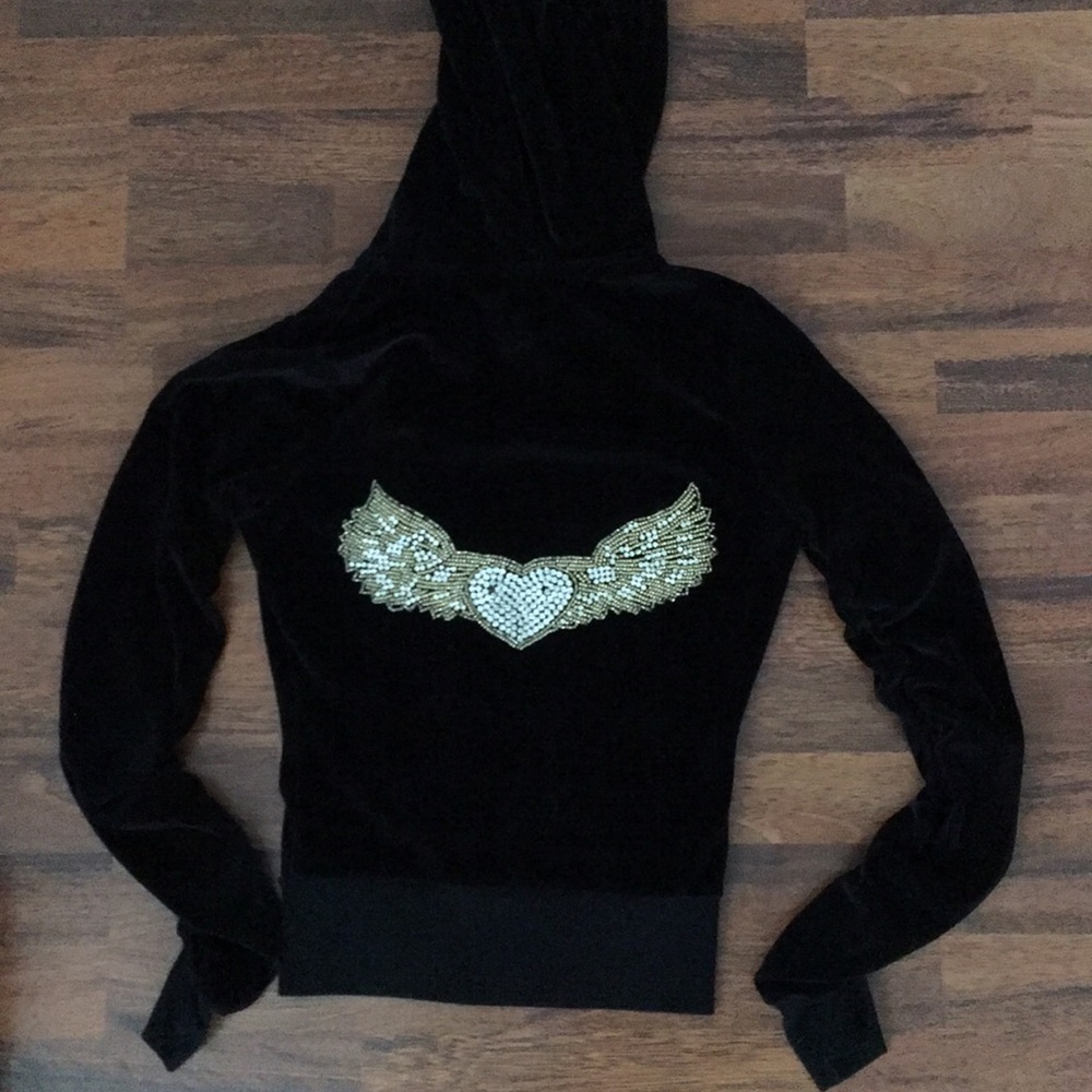TWISTED HEART black velour track jacket